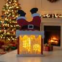 2 x Lighted Christmas Fireplace Scene Tabletop Decor, Fire Santa Paper Lantern Box Decoration with LED Light for Mantel, Indoor, New Year, DIY Xmas Gifts for Coworkers, Friends, Teacher, Family