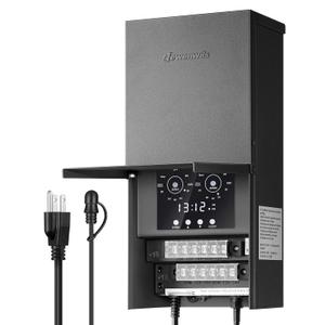 DEWENWILS 600W Low Voltage Landscape Transformer, Photocell Sensor & Timer, 2 Zone, 120VAC to 12/14VAC Outdoor Landscape Transformer, Landscape Lighting Transformer for Outdoor Garden