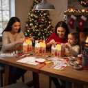 Eaasty 12 Sets Gingerbread Treat Box Craft Kit for Christmas Make Your Own Gingerbread House Craft with Stickers and Ribbons for Xmas Party Favor Boxes