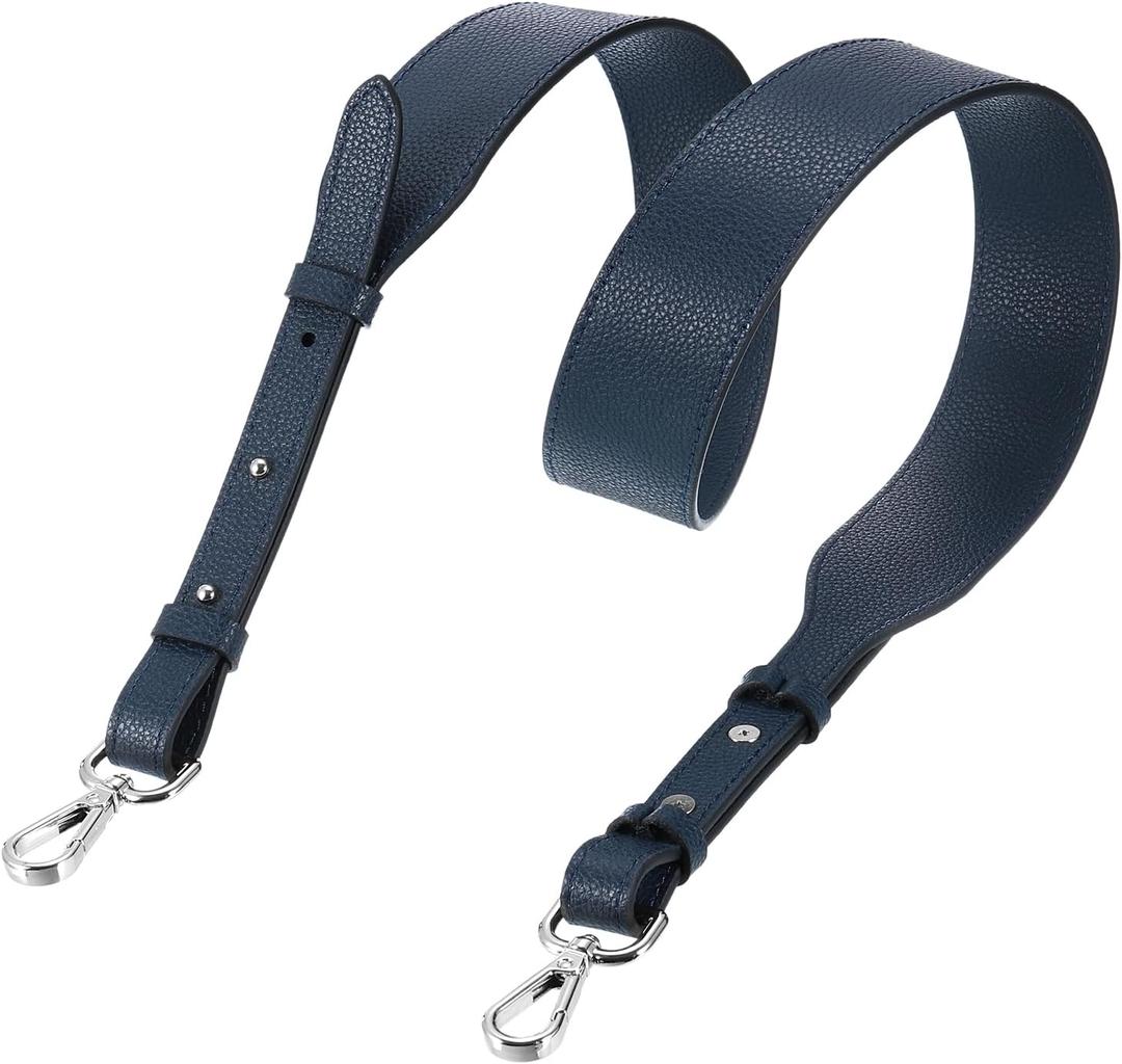 uxcell Leather Purse Strap, Adjustable Crossbody Replacement Straps for Handbags, Shoulder Bag (Navy Blue, Silver Clasp)