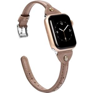 Wearlizer Slim Rivet Leather Compatible with Apple Watch Bands 41/40/38/44/45/46/49/42mm Women Men Dressy Thin Strap Wristbands Bracelet for iWatch Series 11 10 9 8 7 6 5 4 3 SE/Ultra 3 2 1