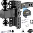 Adjustable Trailer Hitch -Drop Hitch (Fits 2.5-Inch Receiver) -Heavy Duty Tow Hitch with 6-Inch Drop/Rise, 2" & 2-5/16" Ball Hitches for Truck (25,000 LBS GTW) -w/Anti-Theft Hitch Locking Pins