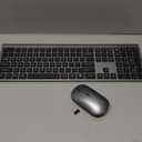 Wireless Keyboard and Mouse Combo, Full Size Keyboard and Mouse, Long Battery Life, Optical Mouse, 2.4G Lag-Free Cordless Mice Keyboard Set Ultra Slim Design for Computer, Laptop, PC, Mac, Windows (Gray Black)