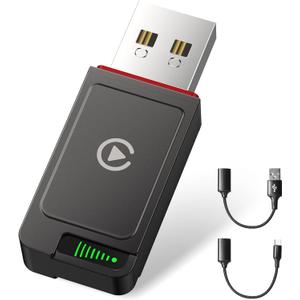 Wireless CarPlay Adapter for iPhone, Metal Housing, Convert Wired to Wireless, USB/Type-C Design for Cars with Built-in Wired CarPlay, Plug & Play, Stable & Fast, for iOS 10+ (CTC1)