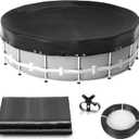 Pool Covers for Above Ground Pools, 6ft Round Extra-Thick Winter Cover with Winch & Cable, Dual-Coated UV & Aging Protection, Heat-Welded Tear-Resistant Design, Black