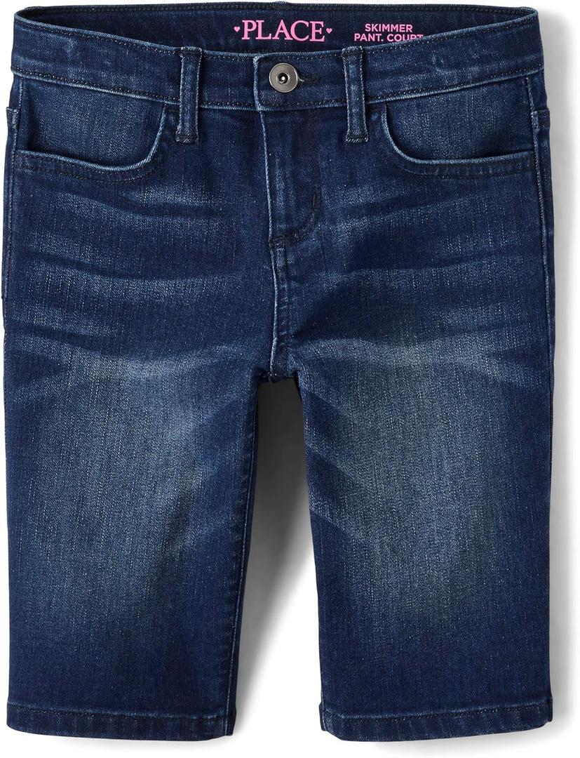 The Children's Place Girls' Denim Skimmer Shorts (16, Holly Wash)