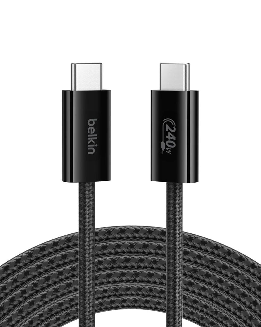 Belkin USB C to USB C Cable, 9.9ft, 240W - Type C Charger, iPhone Charger Cord, Soft, Braided, Flexible for iPhone 17, Galaxy S25, Pixel 10, MacBook, Chromebook, iPad Pro, Switch Steam Deck  Black