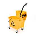 Amazon Basics Commercial Side Press Wringer Floor Cleaning Mop Bucket on Wheels, 35-Quart, Yellow