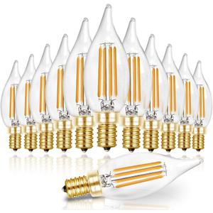 Hizashi 90+ CRI LED Candelabra Bulb 40W Equivalent E12 LED Bulb Dimmable 2700K Soft Warm White, Chandelier Light Bulbs, 4W 450LM Flame Tip CA10 Candle Light Bulbs, UL Listed - 12 Pack