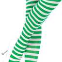 Leg Avenue Women's Nylon Striped Tights (White/Green)