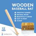 Wood Baseball bat 12 Inch Pack of 2 Unfinished Mini Wood Baseball Bat, Small Bat, Party Decor, Bedroom, Crafts, by Woodpeckers