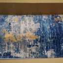 RELEANY Washable Area Rugs 2'x8' Non-Slip Modern Abstract Soft for Living Room Entryway Bedroom Nursery, Print Pattern, Grey Blue Gold/Golden