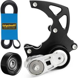 Wyckoff LS Swap R4 AC Compressor Bracket Kit, High Mount A/C Brackets Compatible with Chevy GMC SUV Truck Vortec Engines LSX LS2 LS3 LS6 LQ LQ4 LQ9 Includes Tensioner, Idler Pulley, Serpentine Belt