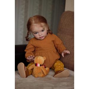 26 Inch Realistic Reborn Baby Doll, Lifelike Newborn Toddler Dolls with Curly Hair & Blue Eyes, Soft Cloth Body Girl Toy with Full Vinyl Limbs Gift Set for Kids Age 3+
