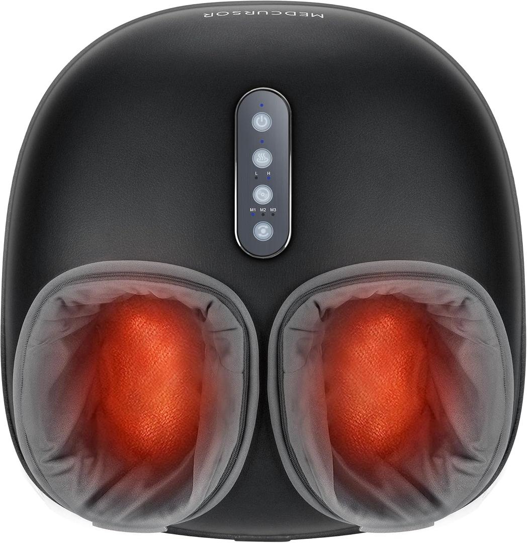 Medcursor Foot Massager with Heat - Shiatsu Feet Massage Machine Delivers Relief for Tired Muscles & Plantar, Deep Kneading Therapy, Multi-Level Settings for Home, Office Use, Size up to 13"