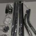 Corner Shower Curtain Rod, Diamond Shaped [Both Sides: 22" - 34.8", Middle: 28" - 43.7"] Adjustable Bathroom Bathtub Shower Rod with 12 Hooks & Ceiling Support (Matte Black)