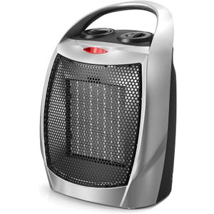 ZAFRO 1500W Portable Ceramic Space Heater for Indoor Use, 3 Modes Thermostat Adjustable, Tip-Over & Overheat Protection, Quiet Personal Heater (<45dB) for Office Desk Bedroom,(Silver)
