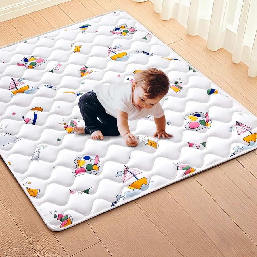 High-Density Foam Baby Play Mat, 47x47 Inches Thicken One-Piece Comfortable and Soft Playmat, Non Slip Machine Washable Floor Mat for Infants, Tapete para Bebes,Toddlers