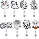 Zeyune 8 Pieces Halloween Ghost Badge Reel Halloween Retractable Badge Holders Cow Ghost Tag Clip Gift for Nurse Doctor Teachers Students