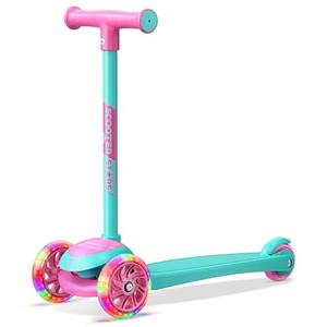 3 Wheel Scooter for Kids, Smooth Light Up LED Front Wheels, Wide Anti Slip Deck, Rear Foot Brake, Easy Lean to Steer Maneuvering, Indoor & Outdoor Ride On Toys for Ages 2 Up, Candy Color
