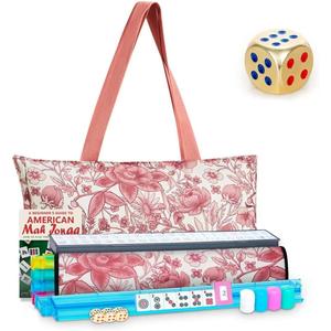 American Mahjong Set, 166 Premium Scratch-Resistant Tiles with 4 Upgraded Rack Pushers & Dice, Portable Soft Carry Case, Complete Traditional Mah Jongg Game Set for Family Party, Travel & Gift, 1.2 x 0.9 x 0.5 inches