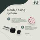 EVI Door Stoppers | Stainless Steel Door Handle Stopper - Adhesive and Screw Fastening - Protector Rubber - 1.1 x 1.1 Inch Black Door Stopper