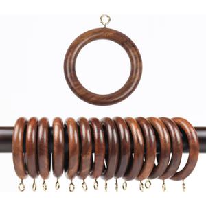 Handmade Wooden Curtain Rod Rings for Wooden Drapery Curtain Rod Rings for 1.5 inch Rod Pole, for Window and Door Decoration Wood Drapery Rod Rings for Home Decor (12 Pcs, Inner Dia : 1.75)