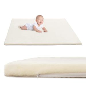 Baby Play Mat for Floor,1.3" Thick Soft Foam Playpen Mat with Removable Washable Cover, Waterproof & Anti-Slip 50" x 50" Nursery Rug for Tummy Time, Kids Crawling Mat for Toddlers Infant, Beige