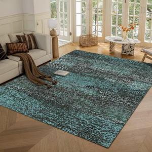 RUGSURE Washable Area Rug - 1/6 Thick - Stain & Water Resistant Non-Slip - Resistant Rug for Living Room, Bedroom, Nursery, Pet & Child Friendly, Vintage Charm Area Rugs (Green, 4' x 6')
