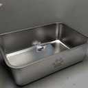 Stainless Steel Cat Litter Box High Side Cats Toilet Metal Kitten Litter Pan, Pet Cleaning Tool for Big and Small Cats, Rabbits, Splash-Proof and Non-Stick Cat Poop Box odorless 19.7"x13.8"x5.9" (M-19.7"x13.8"x5.9")