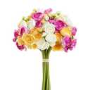 Sahoottie Ranunculus Artificial Flowers Faux Silk Mini Ranunculus Bulk Fake Wedding Filler Flowers for DIY Bouquets, Centerpieces Arrangements 15Pcs Purple Yellow White