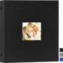 Lanpn Photo Album 8x8, Linen Hard Cover Acid Free Slip Slide in Photo Albums Sleeves Holds 50 Top Load Vertical Only 8x8 Pictures (Black)