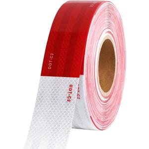 WAENLIR 2 inch x 160Feet Reflective Safety Tape DOT-C2 Waterproof Red and White Adhesive Conspicuity Tape for Trailer, Outdoor, Cars, Trucks