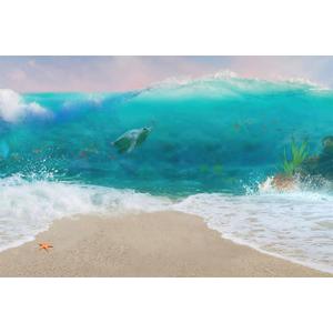 6x4ft Blue Seawater Backdrop Underwater Turtle Sea Waves Under The Sea Backdrops Tropical Beach Background Children Ocean Theme Birthday Baby Shower Party Supplies Banner Photo Booth Props