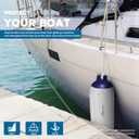 Boat Fenders 4 Pack 8.5 x 27 Inches Ribbed Twin Eyes Boat Fenders Bumpers for Docking, Comes with Ropes and Pump to Inflate