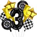 Race Car Birthday Balloons, Number 3 Tyre Checker Balloons Race Car Birthday Party Decoration for 3 Years Old Party