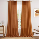 Desert Orange Linen Curtains 102 Inches Long for Living Room Bedroom 2 Panel Back Tab Rod Pocket Semi Sheer Curtain Light Filtering Burlap Extra Long Drapes for Dining Room High Window 52x102
