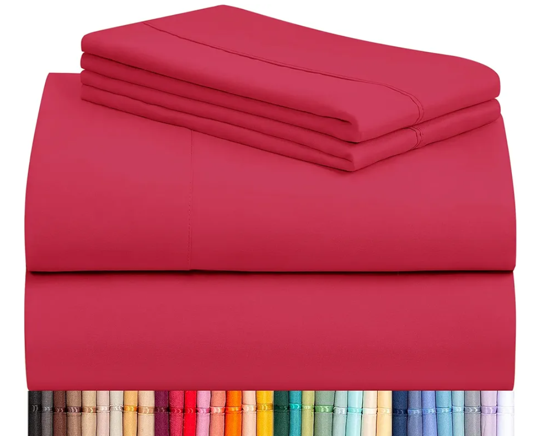 LuxClub 4 PC Sheet Set Bed Sheets Deep Pockets 16" Eco Friendly Wrinkle Free Cooling Machine Washable Hotel Bedding Silky Soft - Red California King LuxClub 4 PC Sheet Set Bed Sheets Deep Pockets 16" Eco Friendly Wrinkle Free Cooling Machine Washable Hotel Bedding Silky Soft - Red California King