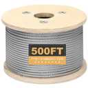 Thickened 3/16" Stainless Steel Cable, 500ft Wire Rope, 7X19 Strands Aircraft Cable, 3700lbs Breaking Strength, Zip Line for Heavy Duty Applications, Deck Railing, String Lights & Yard Zipline