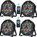 Stage Lights DJ Lights 36LED Par Lights - 4 Pack RGB Party Lights Uplights with Sound Activated Remote Control Stage Lighting for Disco Wedding Club Ba Christmas Party Lighting Outdoor