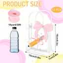 FYSUIMU Pink Bow Clear PVC Gift Bags Pink Coquette Bowknot Pencil Party Favor Bags with Handles Back to School Treat Tote Bag with Ribbon for First Day of School Birthday Baby Shower, 12 Pcs