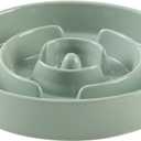Havniva Ceramic 1.6 Cup Slow Feeder Dog Bowl for Medium and Large Breed, 8.2inch Puzzle Dog Food Dish, Anti-Gulping, Stop Bloat, Preventing Choking (Single Bowl-Light Green)