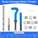 15PC SAE Thread Repair Kit 7/16-14 inch HSS Drill Helicoil Repair Kit for Internal Screw Holes Repairing (Blue)