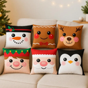 Breling 12 Set Christmas Pillow Covers 16 x 16 Inches, Soft Plush Faux Fur Wool Couch Throw Xmas Cushion Cover for Holiday Sofa Chair Bed Home Decorative