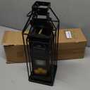 Lanterns Decorative Outdoor 2PCS Living Room Decor Lantern Black Metal Lantern Front Porch Decor Lanterns Decor Indoor with LED Candle Lanterns Decor No Glass for Indoor Outdoor (Small&Large, 2Pcs)