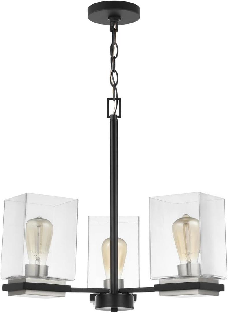Nuvo Lighting 45923676550 Three Light Chandelier, Black