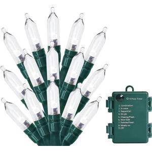 Battery Operated String Light, 33ft 100 LED Christmas Light with Timer & 8 Modes, 3AA Waterproof String Light for Outdoor and Indoor Dcor  White