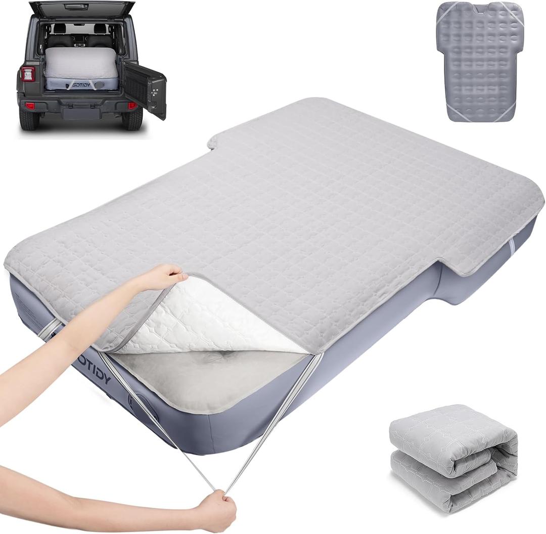 Car Air Mattress Sheet, Cotton-Lined SUV Air Mattress Fitted Sheet, Ultra Soft TPU Waterproof Car Bed Sheet Fits SUV Air Mattress (Gray)