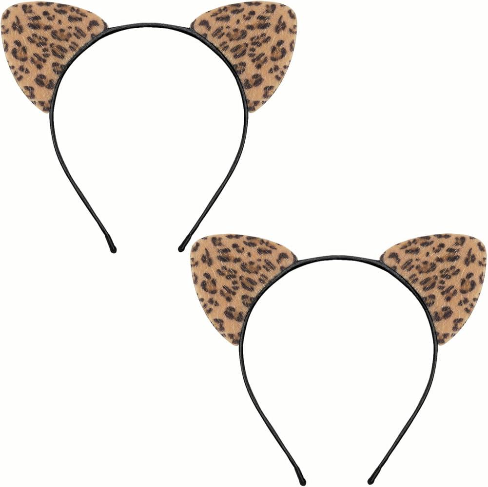 2 Pack Cat Ears Headband, Furry Cat Ear for Halloween Party Cosplay Daily Wear Cats Women Costume Accessory