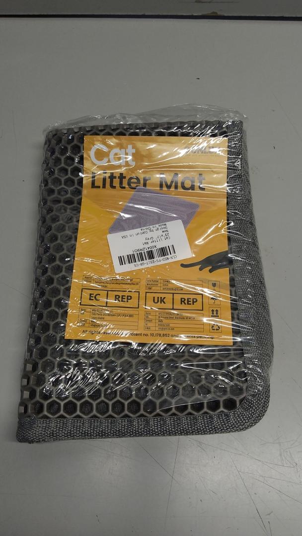 Conlun Cat Litter Mat 23"x17", Double Layer Urine & Waterproof Trapping Mat for Kitty Litter Box, Easy to Clean, Non-Slip, Scatter Control Cat Matt for Floor, Gray